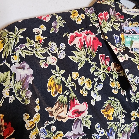 Reyn Spooner Hawaiian Black Multi Floral short sleeve button shirt cotton L - Picture 12 of 12